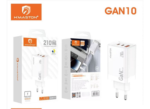 Carregador Super Turbo Gan 210w 2 Usb-c 1 Usb-a Branco