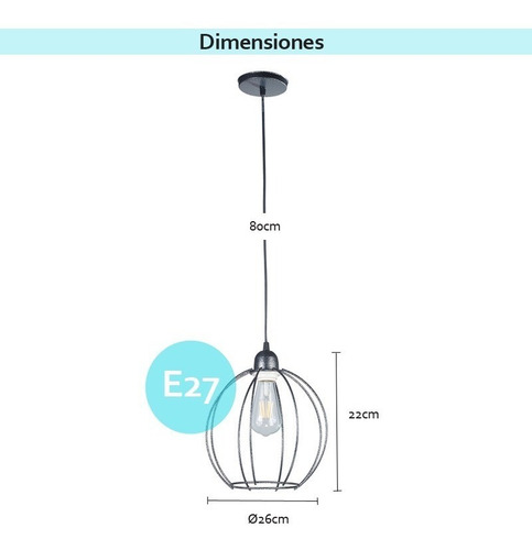 Imagen 2 de 2 de Lampara Colgante Jaula Esfera Ø26cm Cobre
