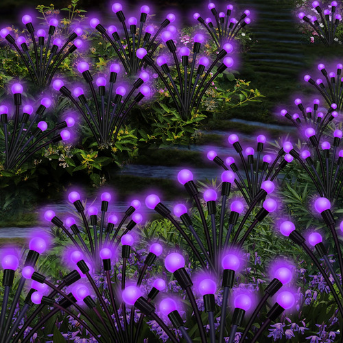 Luces Solares De Jardin Al Aire Libre 20 Luces Led 2 Piezas Purpura