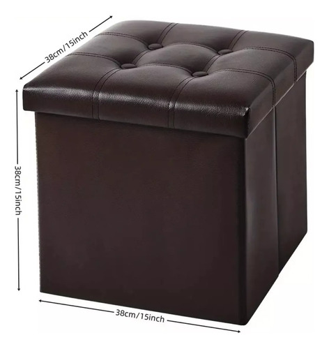 Baul Puff Plegable 38cm Asiento Ecocuero