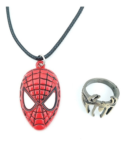 Set Collar Y Anillo De Spiderman Muy Bonito De Colección