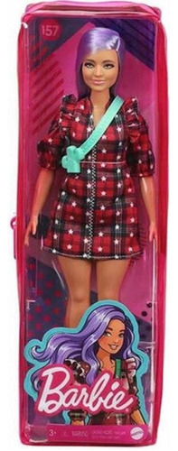 Barbie Fashionistas - 157 Cabelo Lilás E Vestido Vermelho