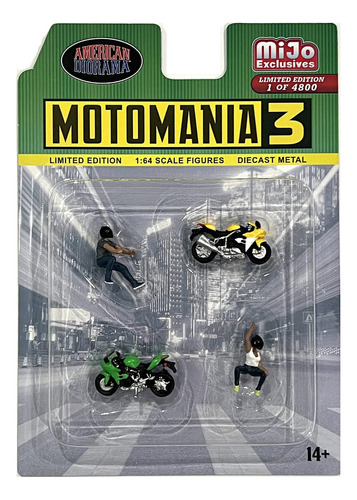 Diorama Motomania Set Figura Metalica Motos 