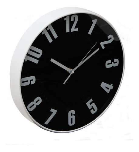 Reloj De Pared Minimalista 30cm Silencioso Blanco Y Negro