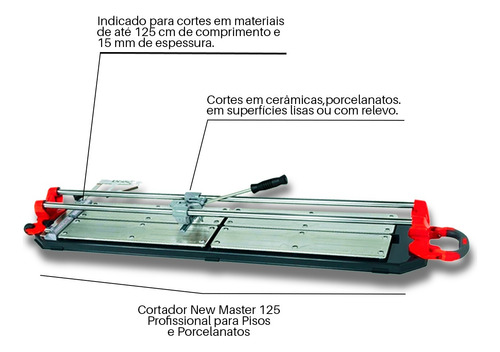 Cortador Riscadeira De Piso Porcelanato 125cm Mega125 Cortag