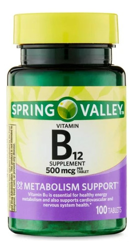 Vitamina B12 500mcg Spring Valley 100 Tabs Globulos Rojos An