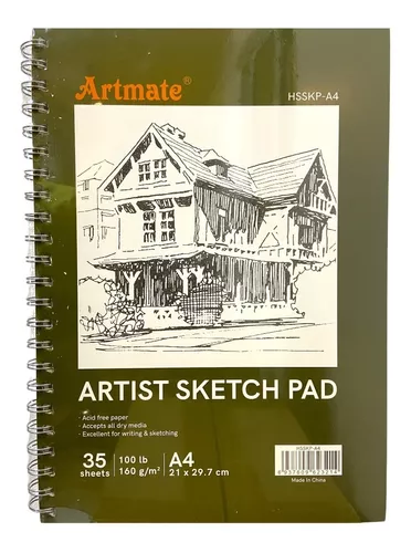 Cuaderno Artmate Sketch A4 Dibujo Hoja Blanca Boceto 160 Gr