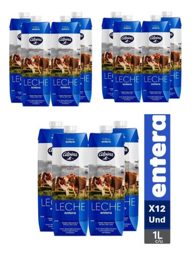 Pack X 12 Unidades De Leche Entero 1 L