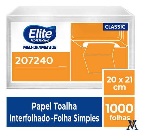 2 Papel Toalha Interfolhado F. Simples Elite Classic C/1000