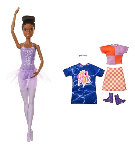Muñeca Barbie Bailarina Mattel Piel Morena + Accesorios