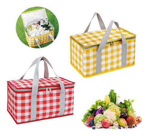 2pzs Bolsa De Picnic Aislada Reutilizable Gran Capacidad