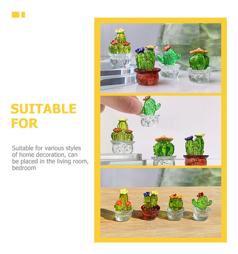 Adornos Para Coche Con Forma De Cactus De Cristal, En Maceta