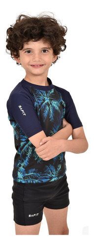 Remera Proteccion Uv Solar Safit Niño + Short Natacion Safit