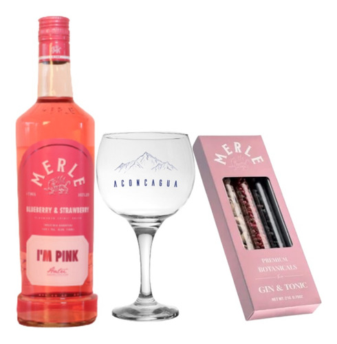 Gin Merle Pink Arándanos Y Frutilla 750ml + Botánicos + Copa