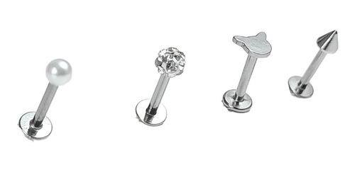 Set Piercing Tornillo Acero Quirurgico Nostril Labret Perla