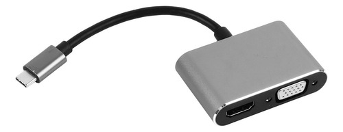 Hub Dock 2 En 1 Tipo C A Vga+hdmi Hd Spliter-abs