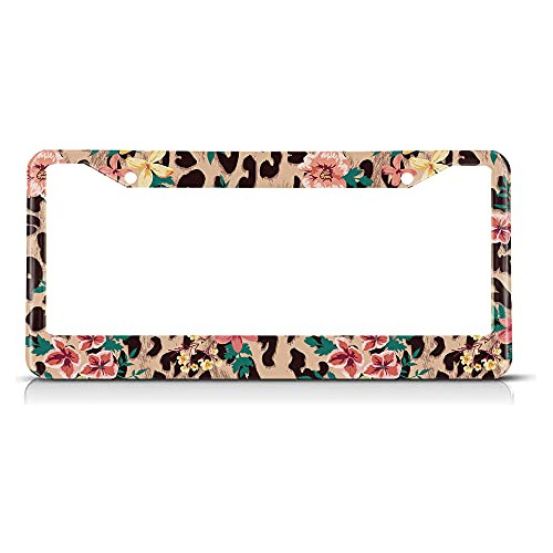 Vintage Flower And Leopard License Plate Frame Novelty ...