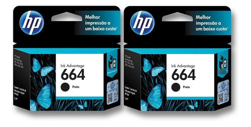 Kit 2 Cartucho Hp 664 F6v29ab Preto Ink Advantage 3786 3788