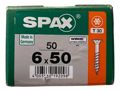 Tornillos Spax Madera 6 X 50 Caja 50 Piezas Media Cuerda