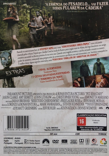 Cemitério Maldito Dvd 2019 Jason Clarke John Lithgow Pet Sem (Usado)