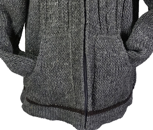 Sueter Chamarra 100% Lana Con Cierre Gris Oxford