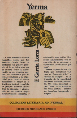 Yerma Federico Garcia Lorca (Usado)