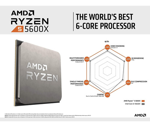 Amd Ryzen 5 5600x 6-core, 12-thread Unlocked Desktop Proc...