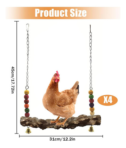 4 Pack Chicken Bird Swing,natural Wooden Swing Toys,wood