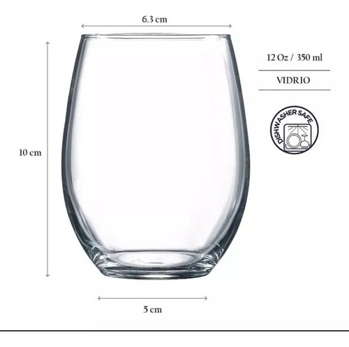 Juego De 6 Vasos De Vidrio Napa 355 Ml Transparente