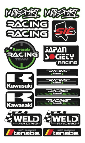 Set Stickers P/ Motos Kawasaki Personaliza Moto Y Equipo 10