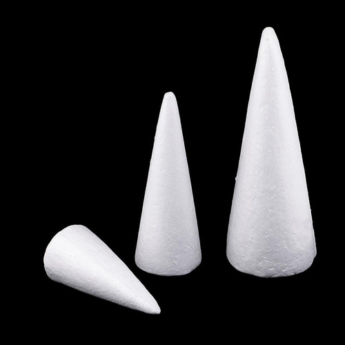 3x Cone De Espuma De Poliestireno Isopor 3 Tamanhos Para
