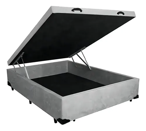 Cama Box Baú Casal 138 Bello Box - Suede Cor Cinza