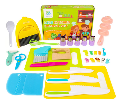 Set De Cocina Infantil De 22 Piezas Con Cuchillos Seguros Y