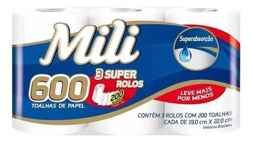 Papel Toalla Cocina Premium X3 200 Hojas Toallas Mili Bye