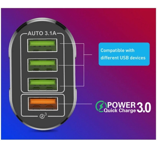 Carregador Turbo 4 Portas Usb 1usb 48w 3.0a Carga Rapida