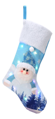 Calcetín Navideño Con Led Azul Para Papá Noel Con Pilas De 2