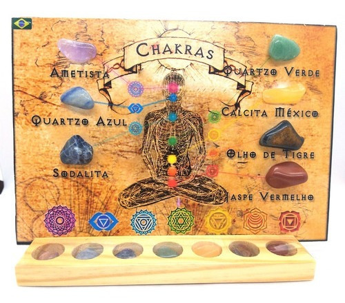 Pedras Dos 7 Chakras C/ Base Casa Escritório Reiki Feng Shui