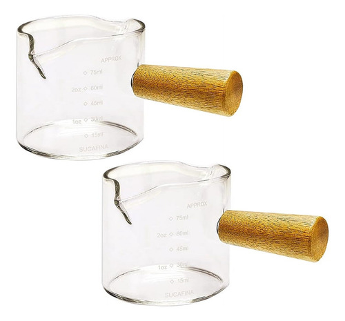 Vasos De Café Espresso Con Doble Caño Y Mango De Madera, 75
