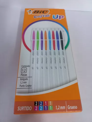 Bolígrafo Bic Cristal Up Barril Blanco Punto Grueso 4 Piezas + 1 Lápiz