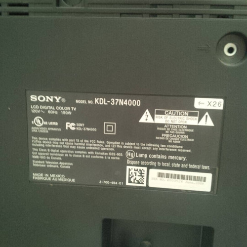 Imagen 4 de 4 de Tv Sony Bravia Mala Tarjeta Video 37 Pulgadas