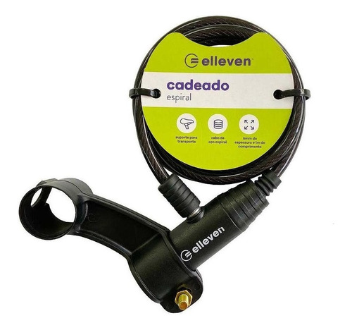 Cadeado Elleven Cabo Aço Bicicleta Moto 1m X 6mm C/ Chaves