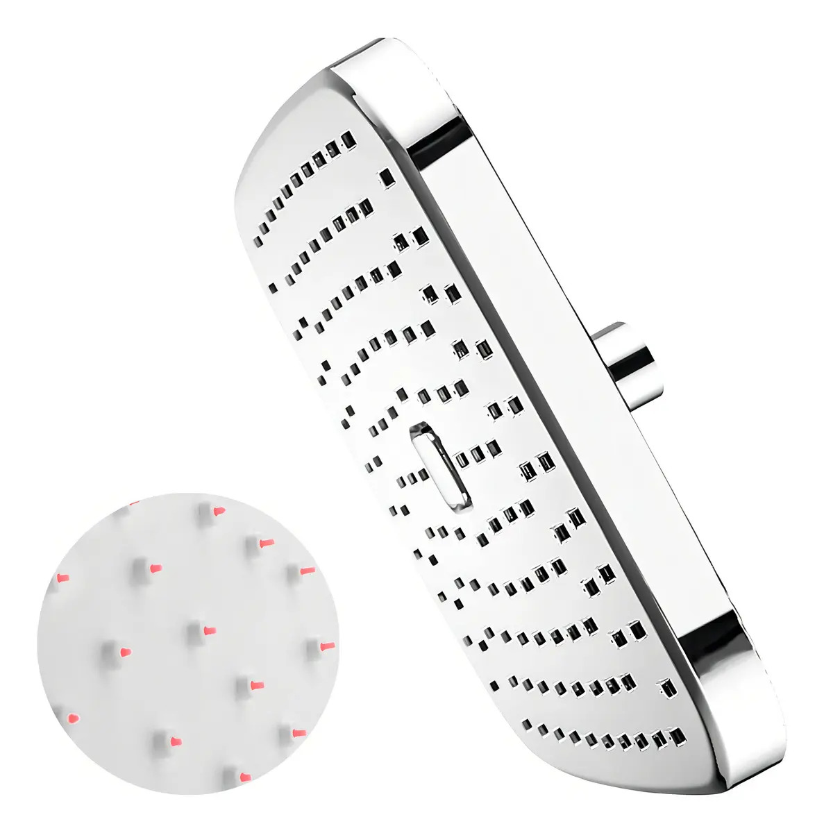 Regadera Push Cuadrada De 8 Pulgadas Abs Cromada Roal Flux Acabado Cromado Color Plateado