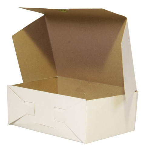 100 Cajas De 24x16x9 Para Comida Armable Alitas Papas Nugets Color Blanco