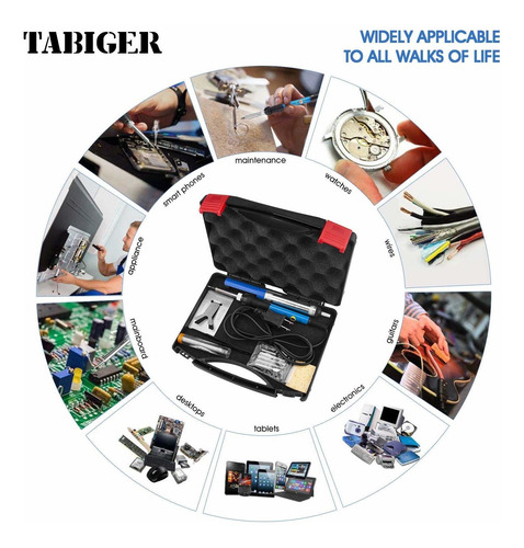 Imagen 7 de 7 de Tabiger Kit De Soldador 60w 110v-temperatura Ajustable