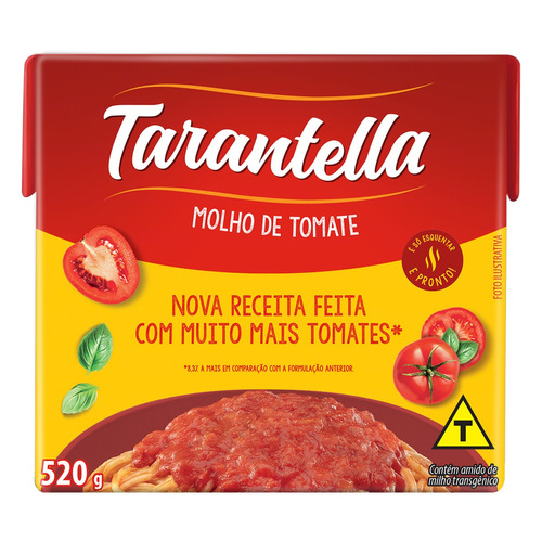 Molho de tomate Tarantella sem glúten em caixa 520 g
