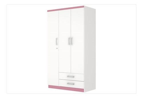 Guarda Roupa Açaí 3 Portas De Abrir Branco/rosa Chá - Henn