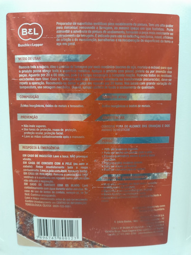 Removedor De Ferrugem Fosfatizante Ferlicon 5lts
