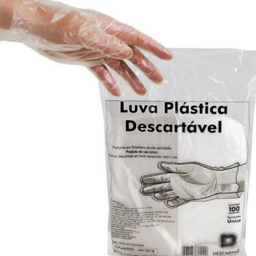 Luva Descartável Plástica Cristal Descarpack Pacote 100 Unid