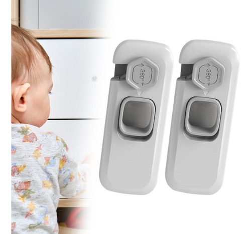 4 Set De 2 Candados Para Protección De Armarios Gris