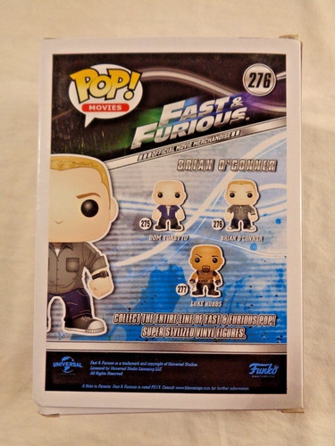 Brian O' Conner 276 Funko Pop Fast Furious Rapido Y Furioso